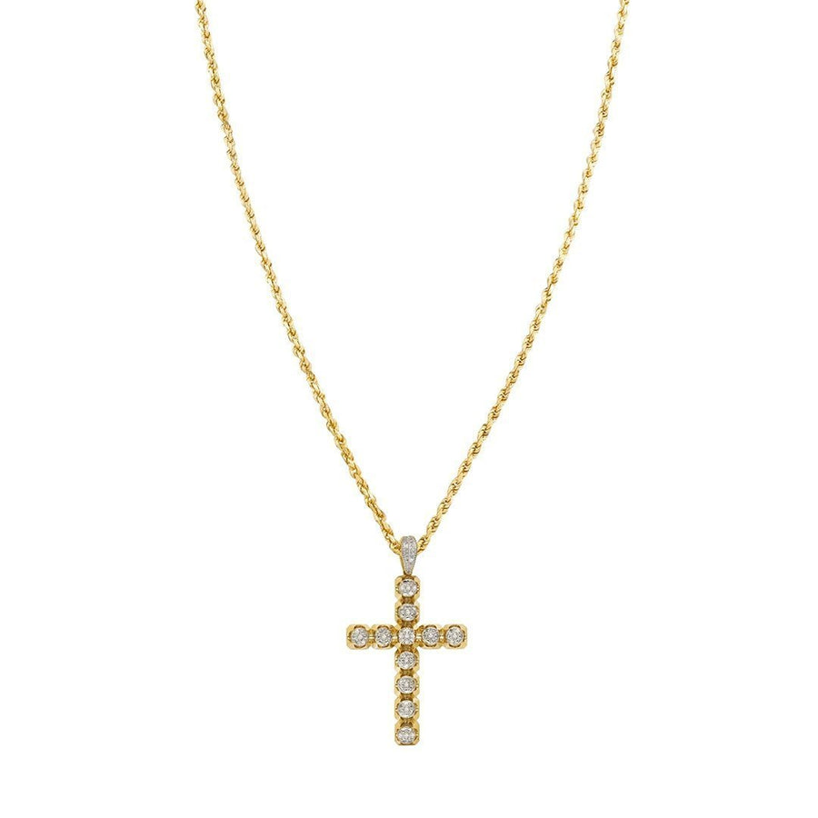 Yellow Diamond Cross Pendant in 10k Yellow Gold 0.15 Ctw