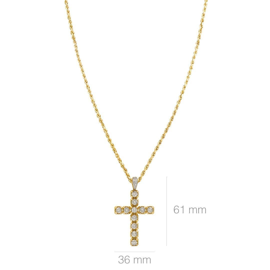 Yellow Diamond Cross Pendant in 10k Yellow Gold 0.15 Ctw