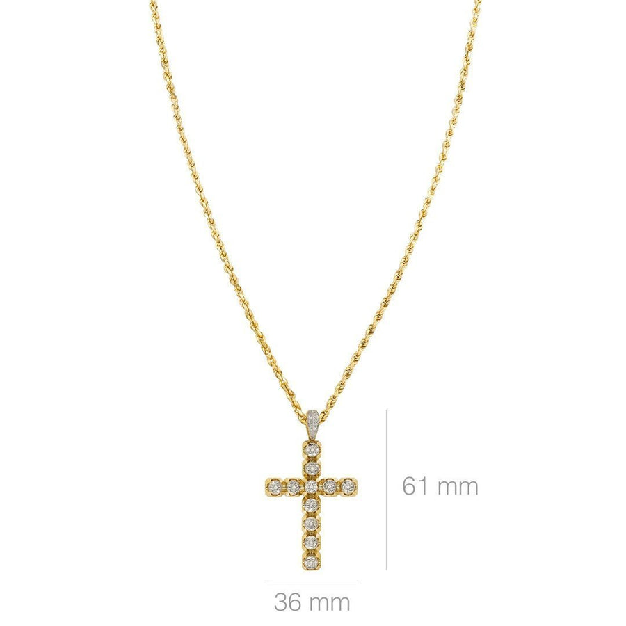 Yellow Diamond Cross Pendant in 10k Yellow Gold 0.15 Ctw