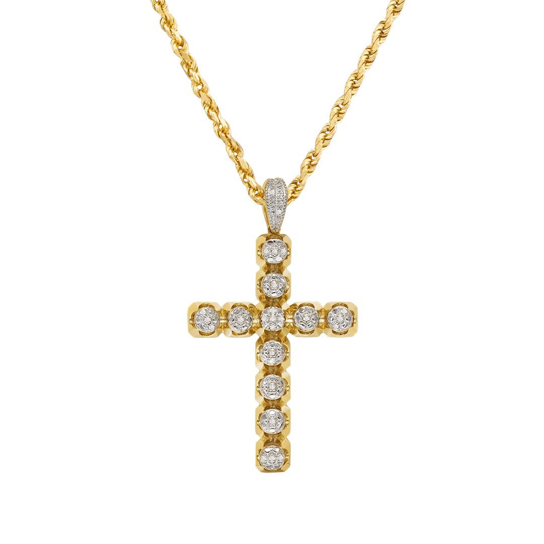 Yellow Diamond Cross Pendant in 10k Yellow Gold 0.15 Ctw