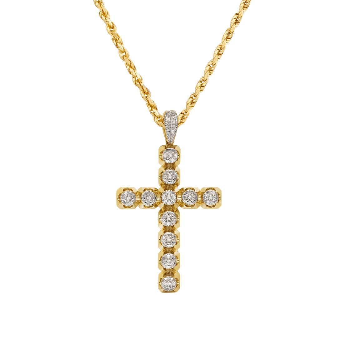 Yellow Diamond Cross Pendant in 10k Yellow Gold 0.15 Ctw
