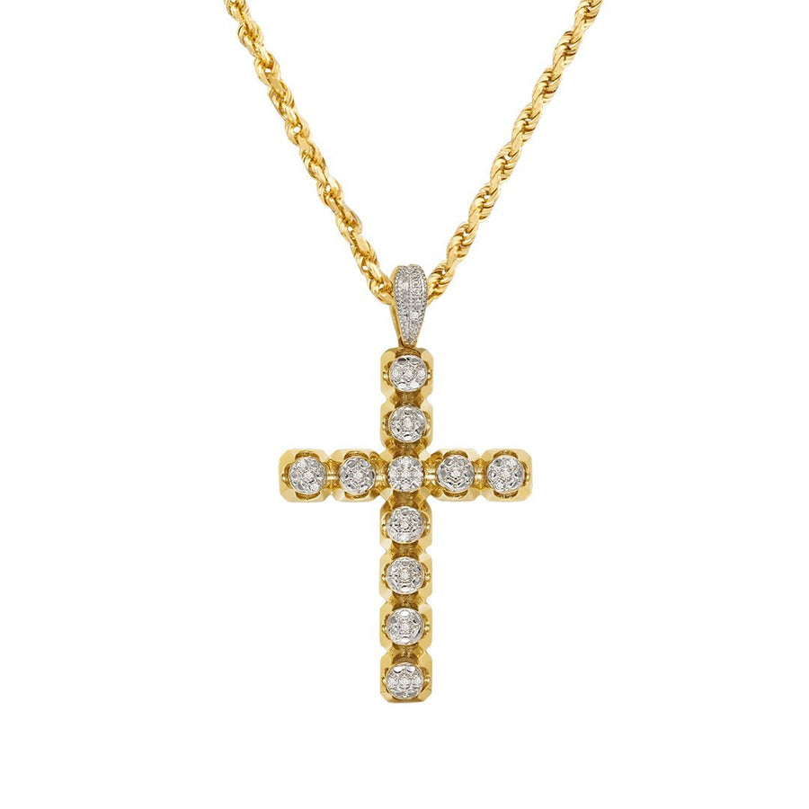 Yellow Diamond Cross Pendant in 10k Yellow Gold 0.15 Ctw