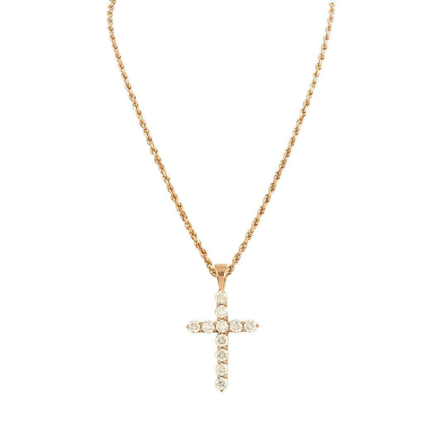 Rose Diamond Cross Pendant in 14k Rose Gold 2.10 Ctw