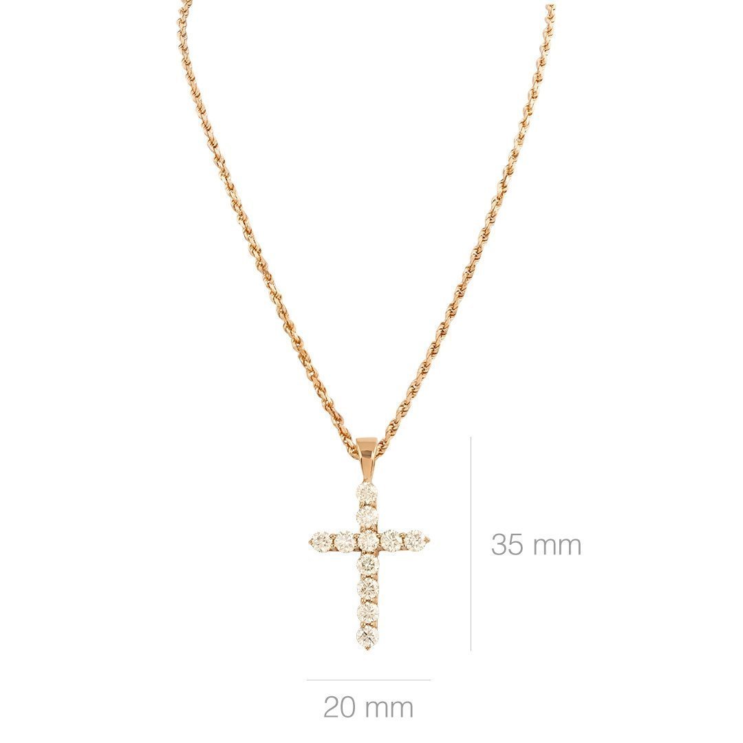 Rose Diamond Cross Pendant in 14k Rose Gold 2.10 Ctw
