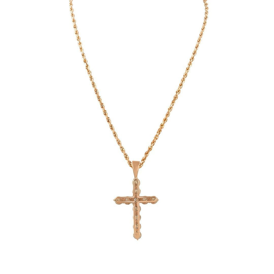 Rose Diamond Cross Pendant in 14k Rose Gold 2.10 Ctw