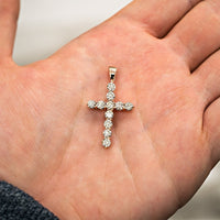 Thumbnail for Rose Diamond Cross Pendant in 14k Rose Gold 2.10 Ctw