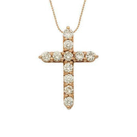 Thumbnail for Diamond Cross Pendant in 14k Rose Gold 3.61 Ctw