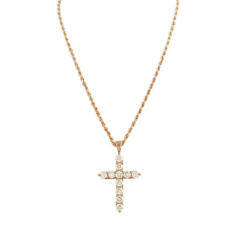 Diamond Cross Pendant in 14k Rose Gold 4 Ctw
