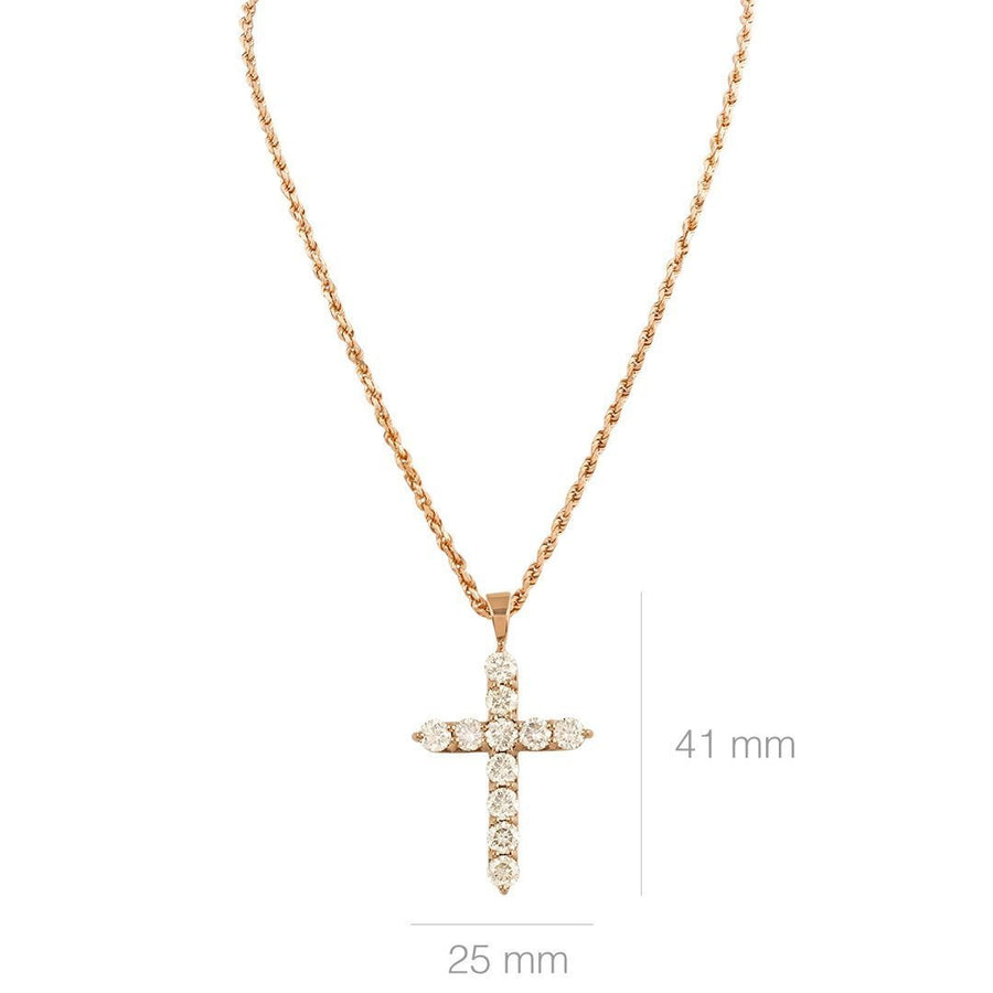 Diamond Cross Pendant in 14k Rose Gold 4 Ctw