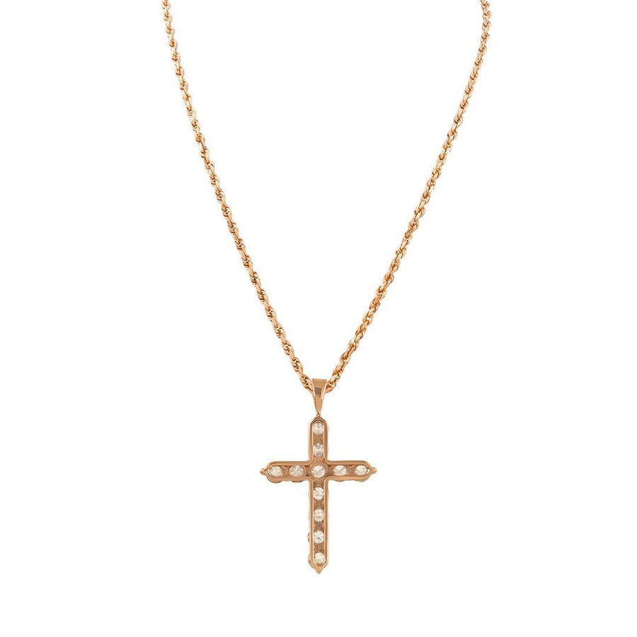 Diamond Cross Pendant in 14k Rose Gold 4 Ctw