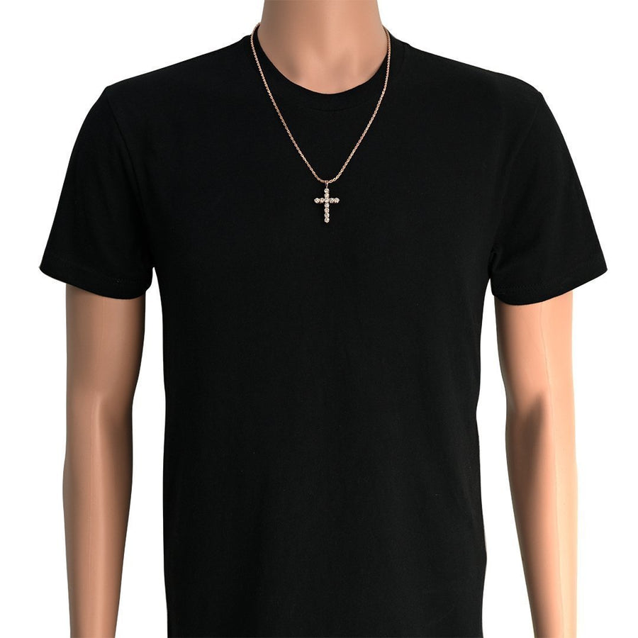Diamond Cross Pendant in 14k Rose Gold 4 Ctw