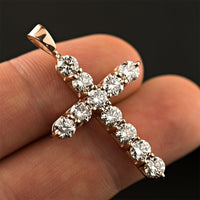 Thumbnail for Diamond Cross Pendant in 14k Rose Gold 4 Ctw