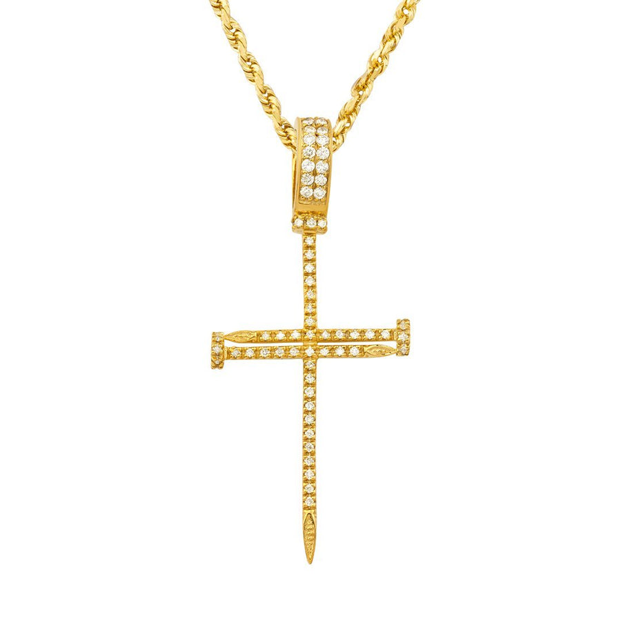 Yellow Diamond Cross Pendant in 14k Yellow Gold 0.65 Ctw