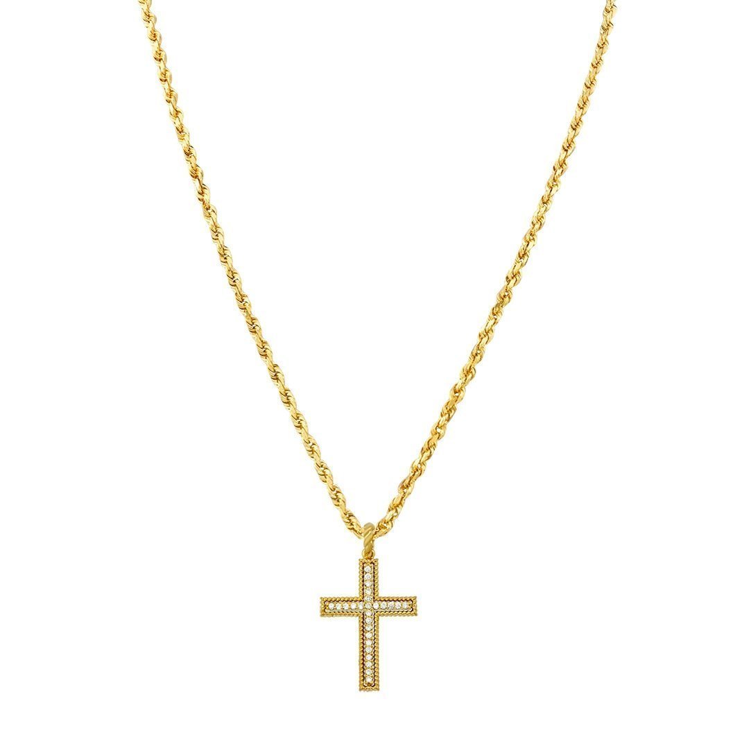 Yellow Diamond Cross Pendant in 14k Yellow Gold 0.75 Ctw