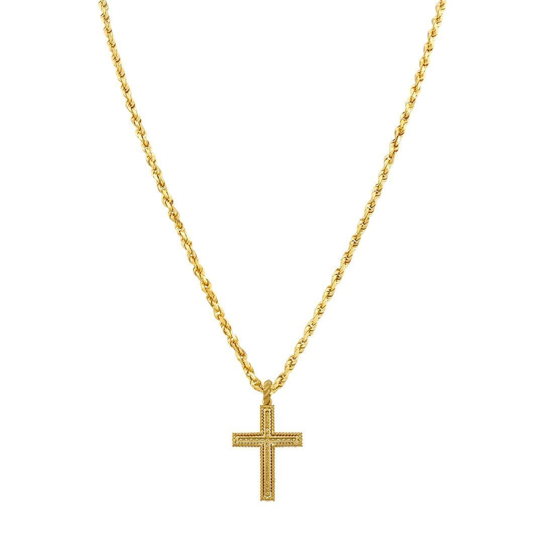 Yellow Diamond Cross Pendant in 14k Yellow Gold 0.75 Ctw