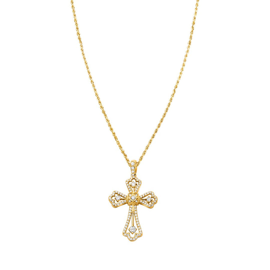 Yellow Diamond Cross Pendant in 14k Yellow Gold 1.75 Ctw