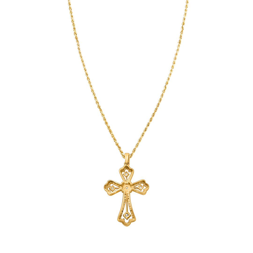 Yellow Diamond Cross Pendant in 14k Yellow Gold 1.75 Ctw