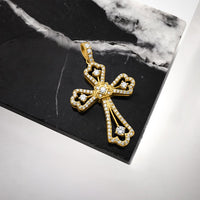 Thumbnail for Yellow Diamond Cross Pendant in 14k Yellow Gold 1.75 Ctw