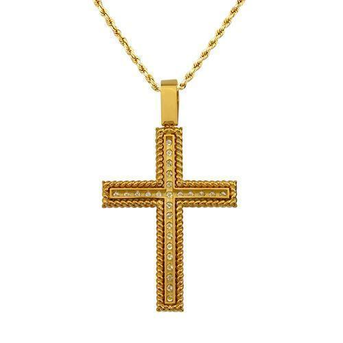 Diamond Cross Pendant in 14k Yellow Gold 2.78 Ctw