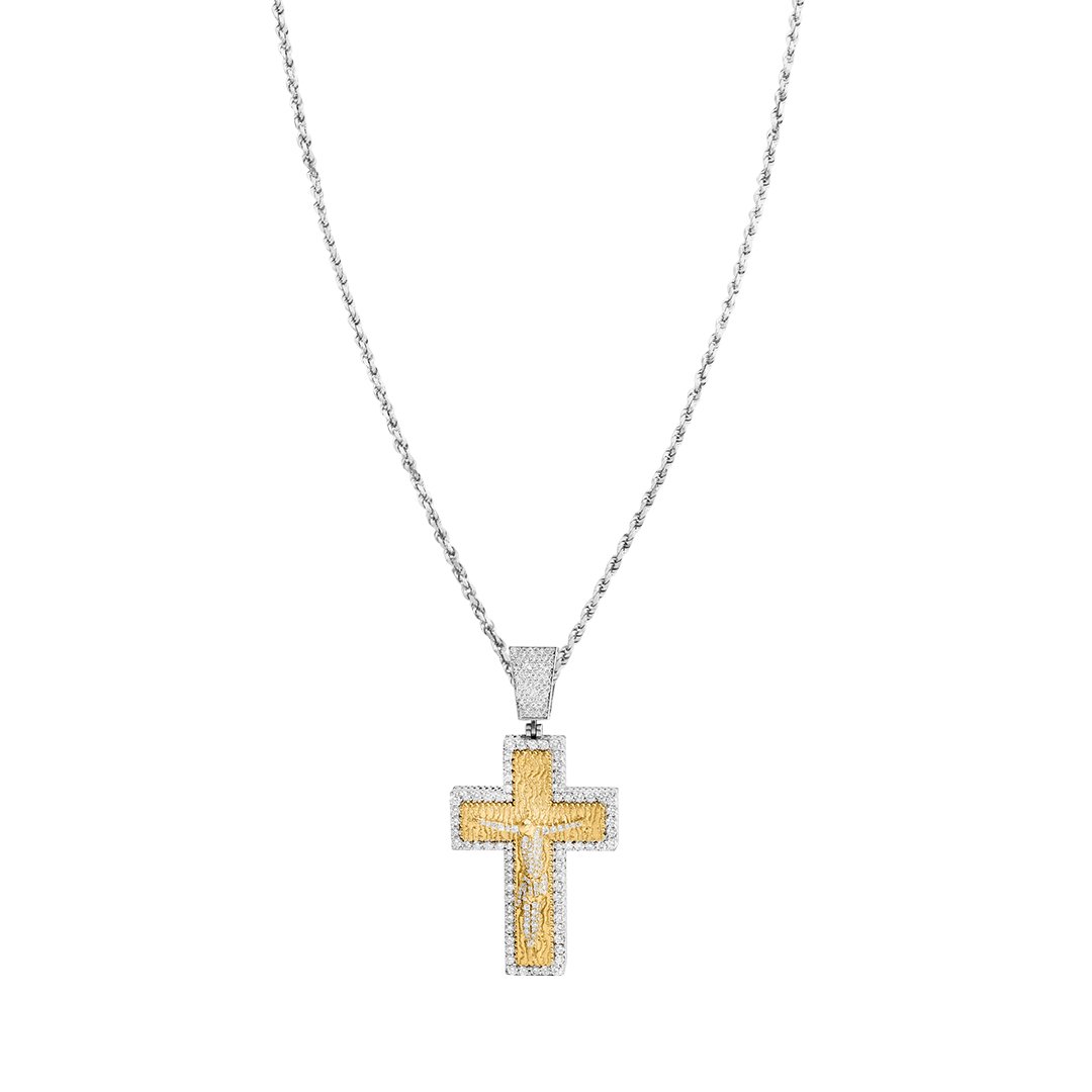White Diamond Cross Pendant in 18k White Gold 4.50 Ctw