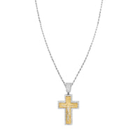 Thumbnail for White Diamond Cross Pendant in 18k White Gold 4.50 Ctw