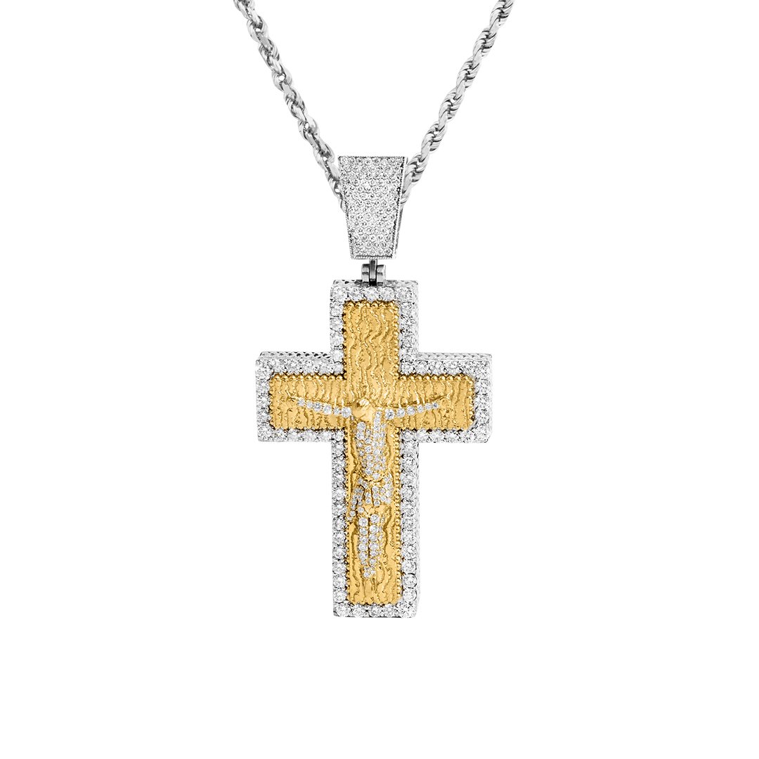 White Diamond Cross Pendant in 18k White Gold 4.50 Ctw