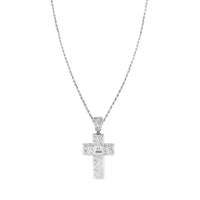 Thumbnail for White Diamond Cross Pendant in 18k White Gold 4.50 Ctw
