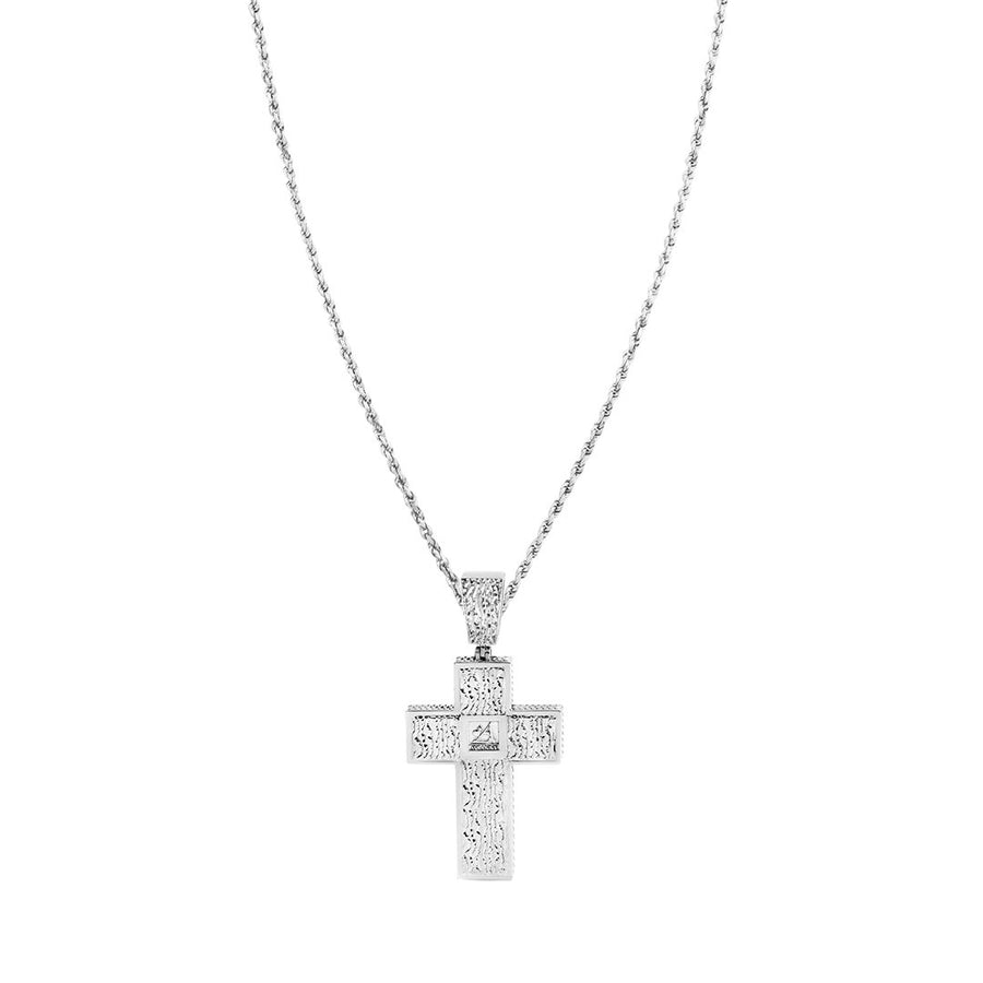 White Diamond Cross Pendant in 18k White Gold 4.50 Ctw