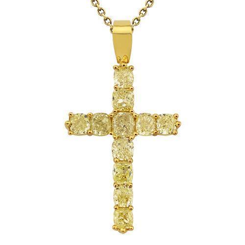 Diamond Cross Pendant in 18k Yellow Gold 7 Ctw