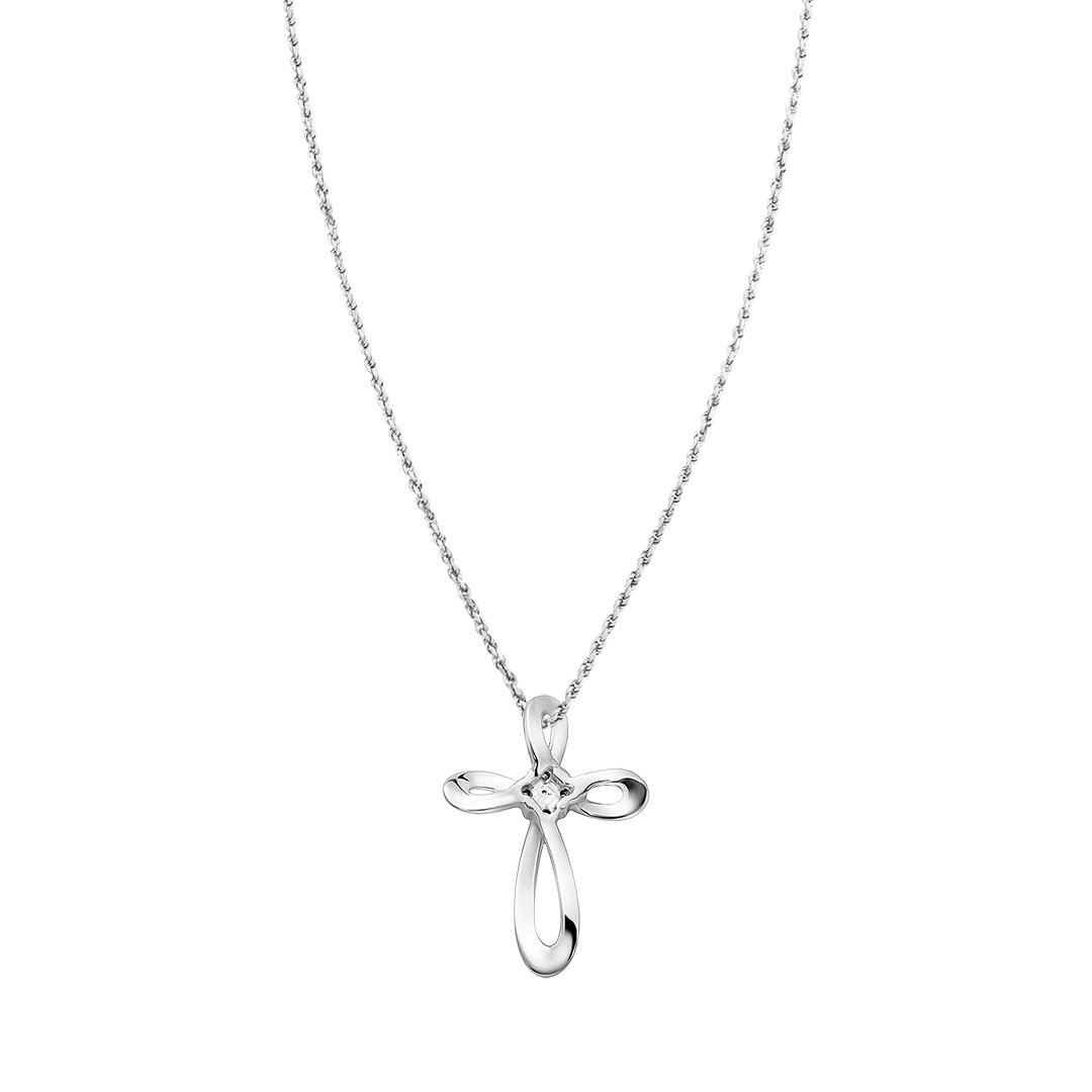 White DIAMOND CROSS WITH DIAMOND CENTER IN 14K WHITE GOLD 1 CTW