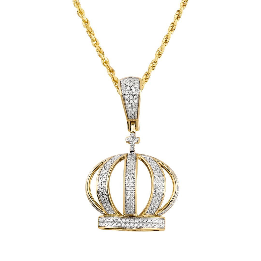 Yellow Diamond Crown Pendant in 10k Yellow Gold 0.50 Ctw