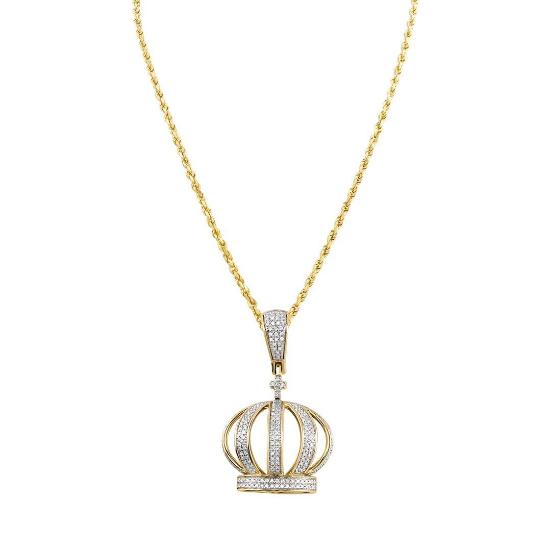 Yellow Diamond Crown Pendant in 10k Yellow Gold 0.50 Ctw