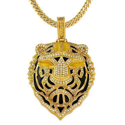 Diamond Custom Lion Pendant in 14k Yellow Gold 4 Ctw