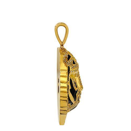 Diamond Custom Lion Pendant in 14k Yellow Gold 4 Ctw