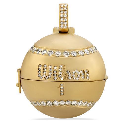 Diamond Custom Tennis Ball Pendant in 14k Yellow Gold 6.25 Ctw