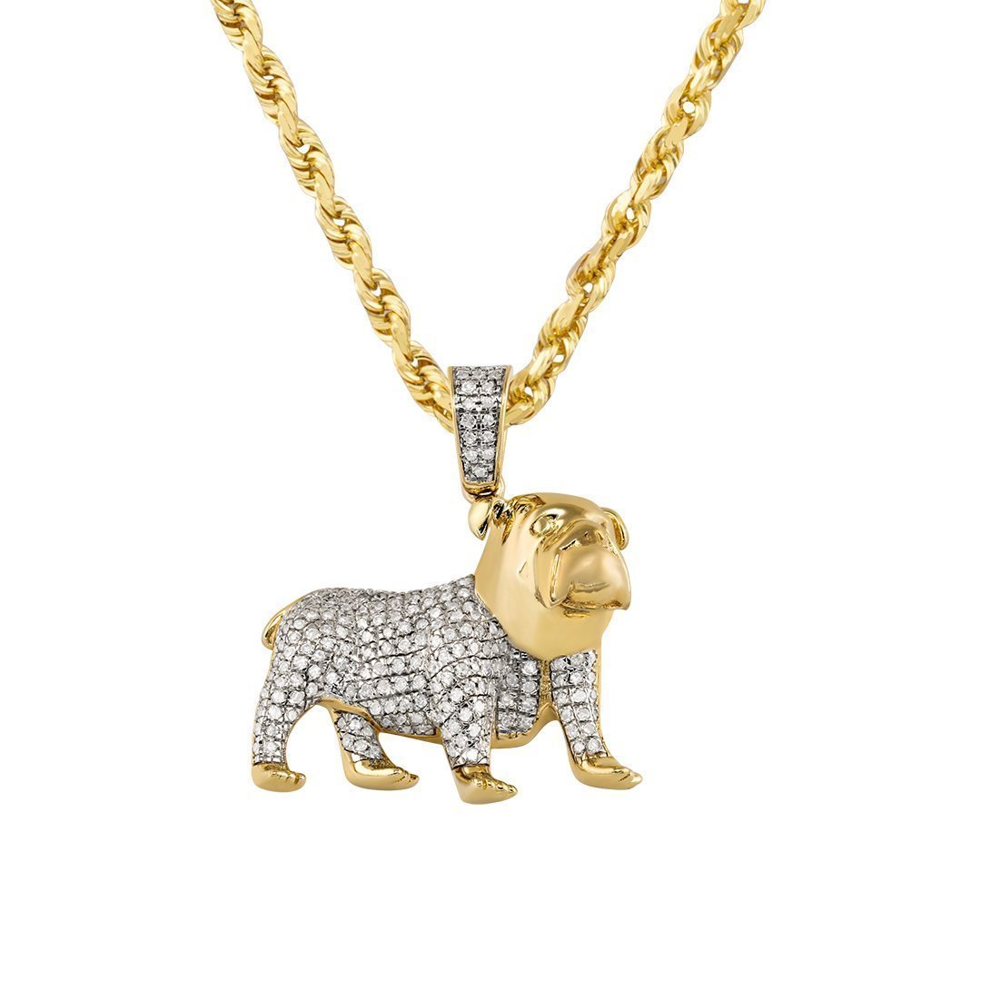 10k Yellow Gold Diamond Dog Pendant Ctw - Main Image