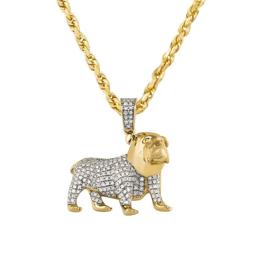 Yellow Diamond Dog Pendant 10k Yellow Gold 0.40 Ctw