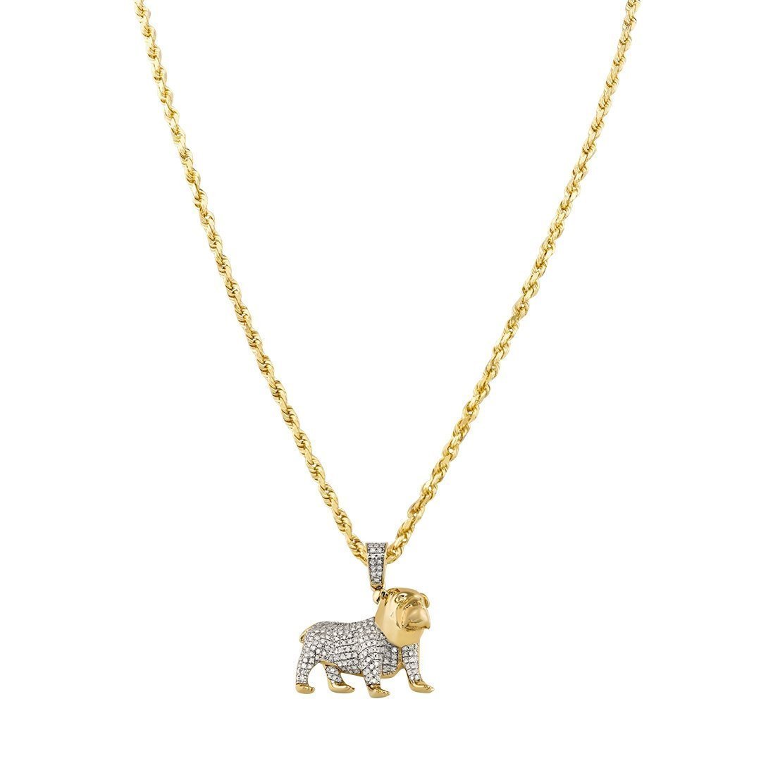 Yellow Diamond Dog Pendant 10k Yellow Gold 0.40 Ctw