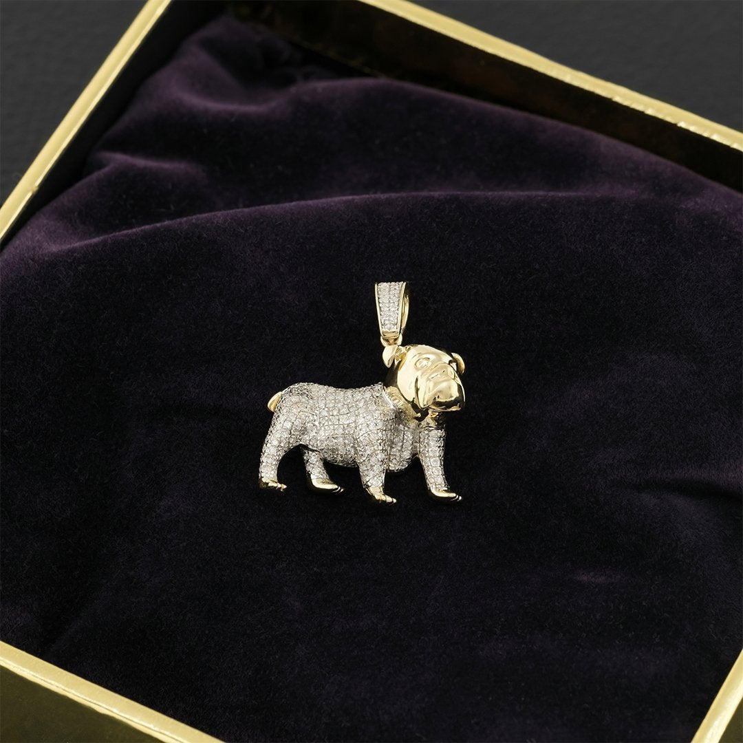 Yellow Diamond Dog Pendant 10k Yellow Gold 0.40 Ctw