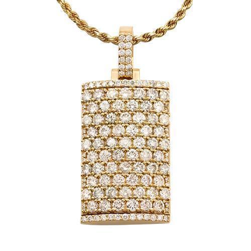 Diamond Dog Tag Pendant 14k Yellow Gold 8.50 Ctw