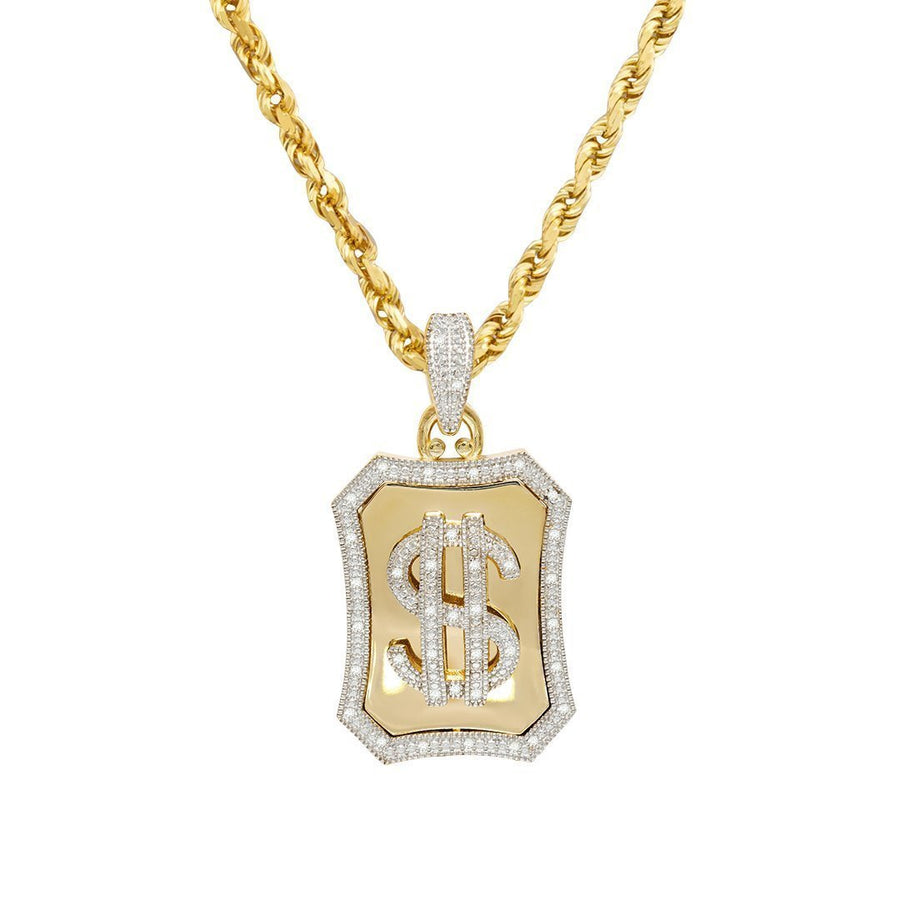 Yellow Diamond Dollar Sign Pendant 10k Yellow Gold 0.25 Ctw