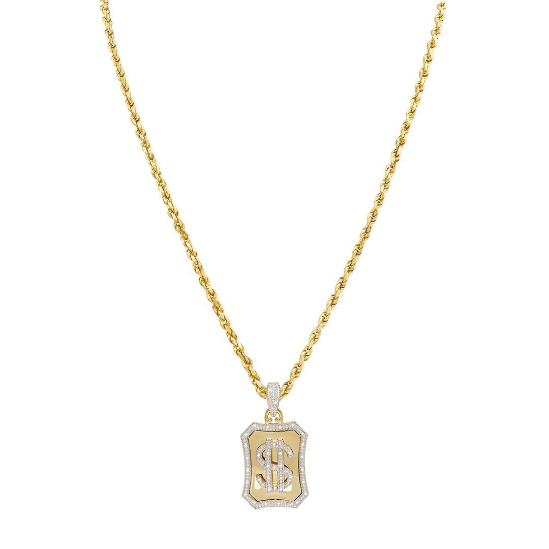 Yellow Diamond Dollar Sign Pendant 10k Yellow Gold 0.25 Ctw