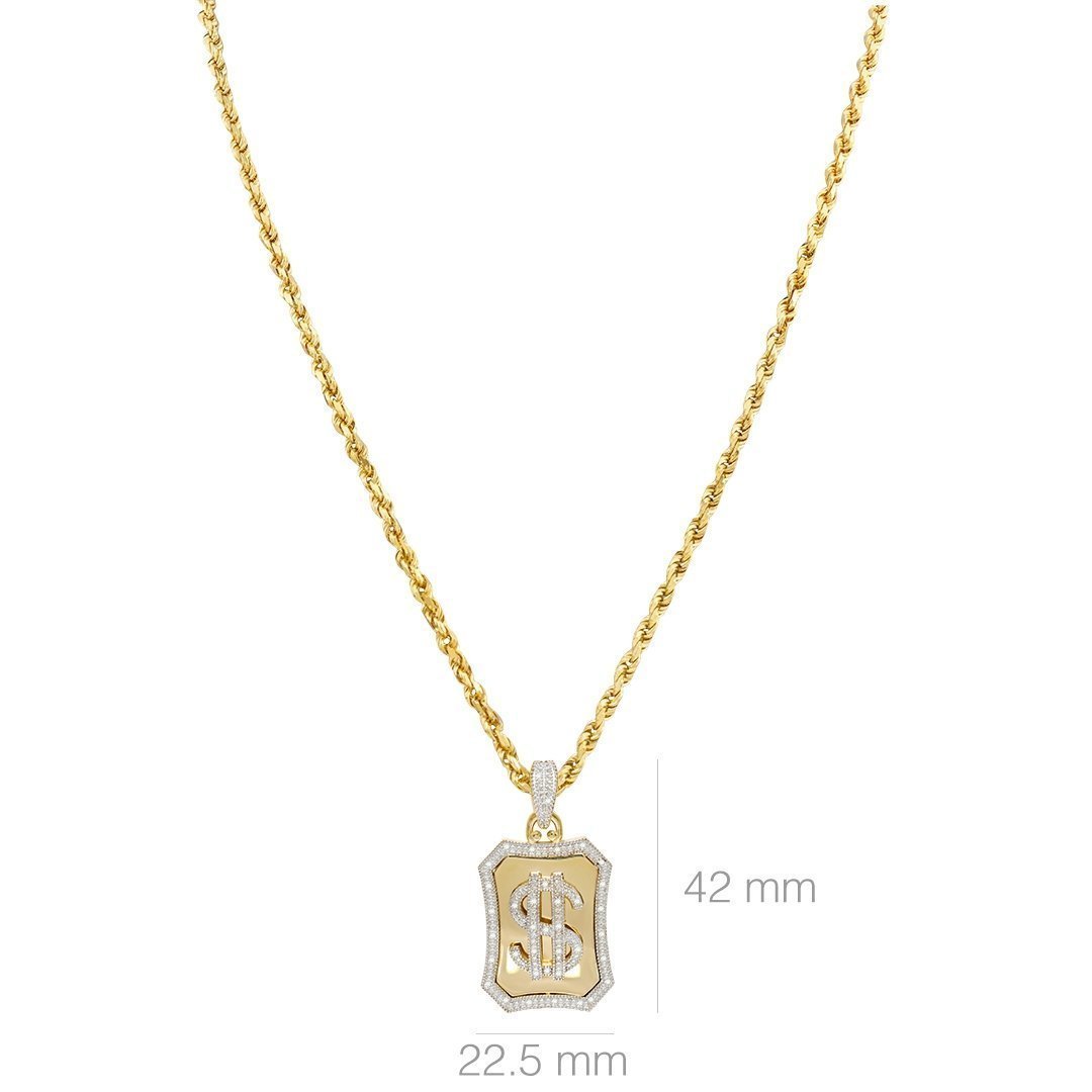 Yellow Diamond Dollar Sign Pendant 10k Yellow Gold 0.25 Ctw