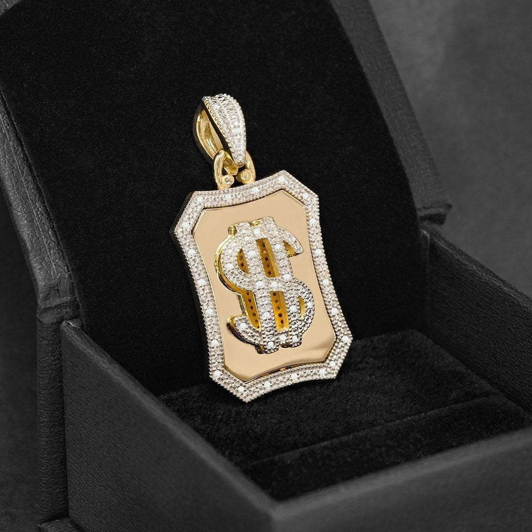 Yellow Diamond Dollar Sign Pendant 10k Yellow Gold 0.25 Ctw