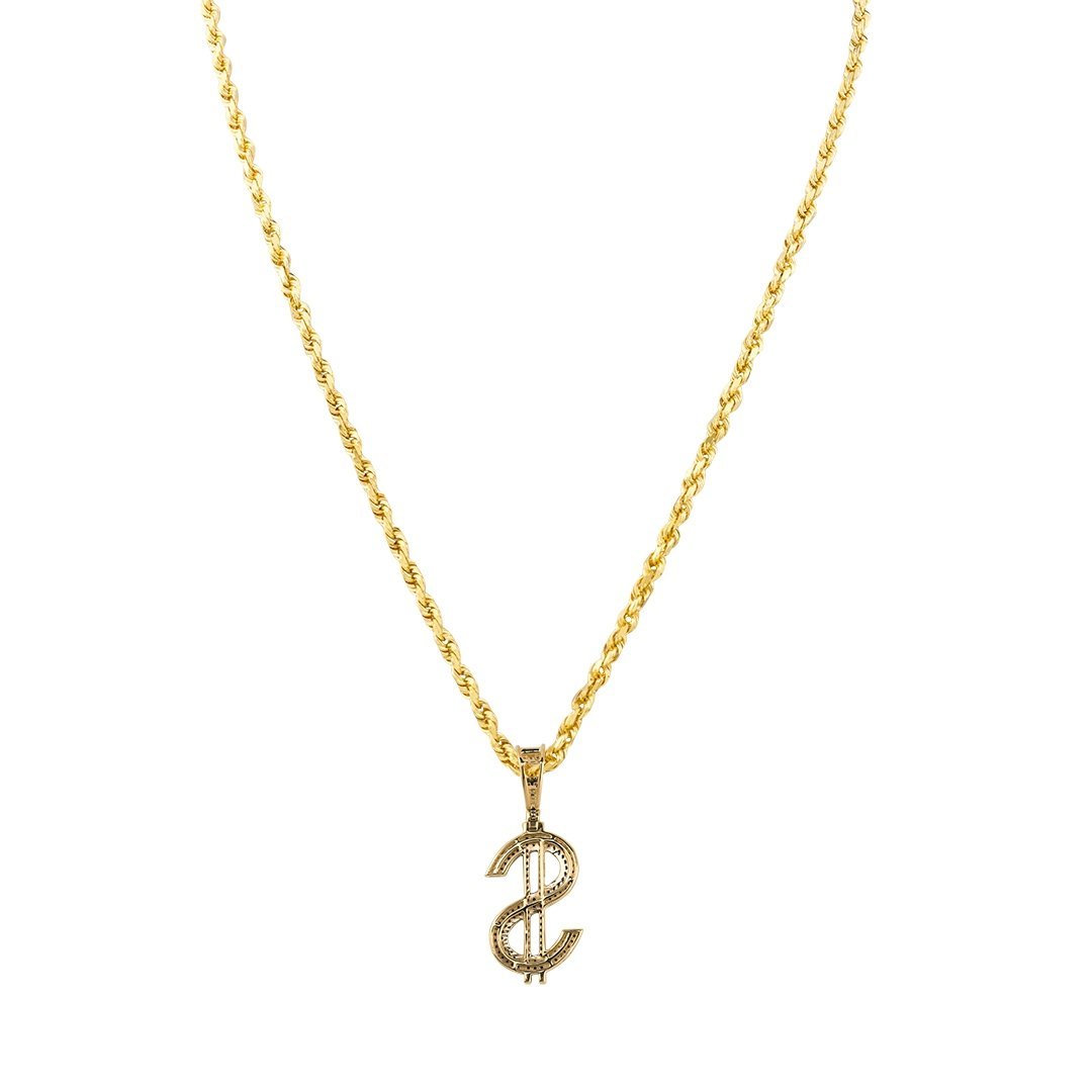 Diamond Dollar Sign Pendant in 10k Yellow Gold 0.40 Ctw