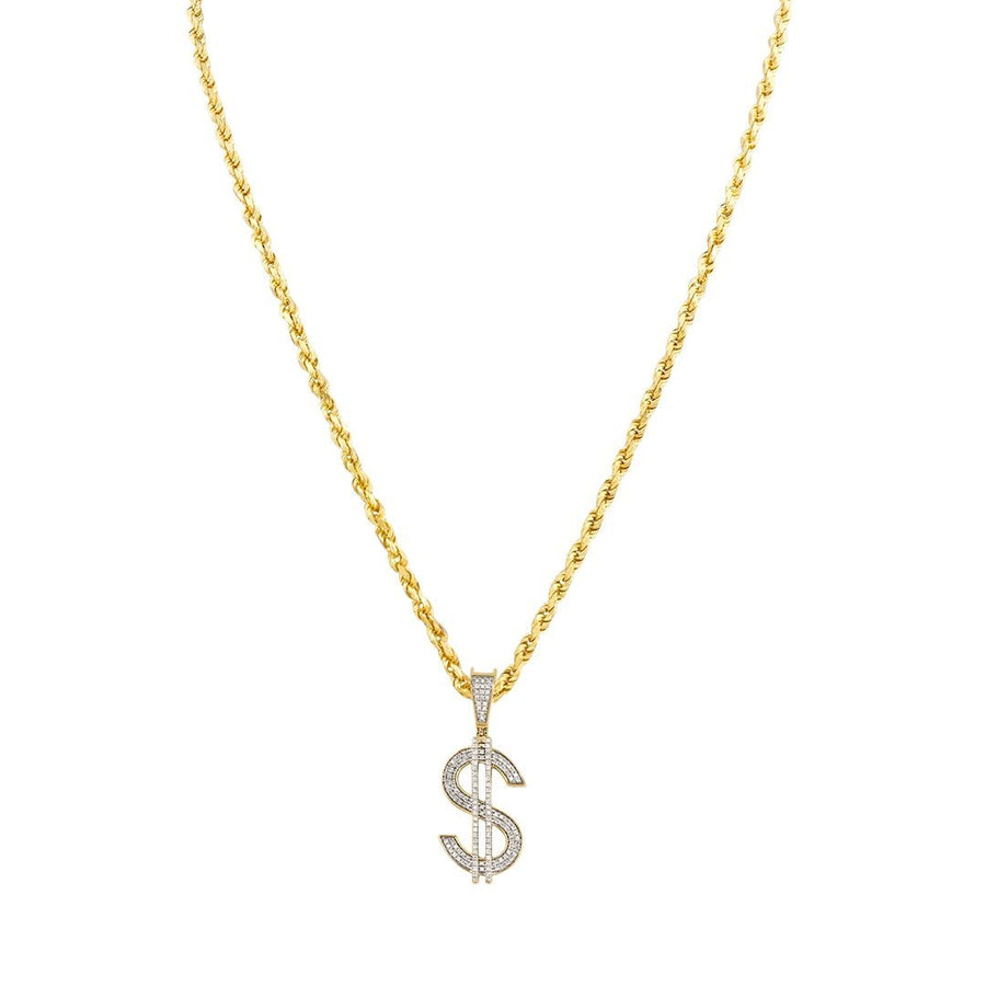 Diamond Dollar Sign Pendant in 10k Yellow Gold 0.40 Ctw