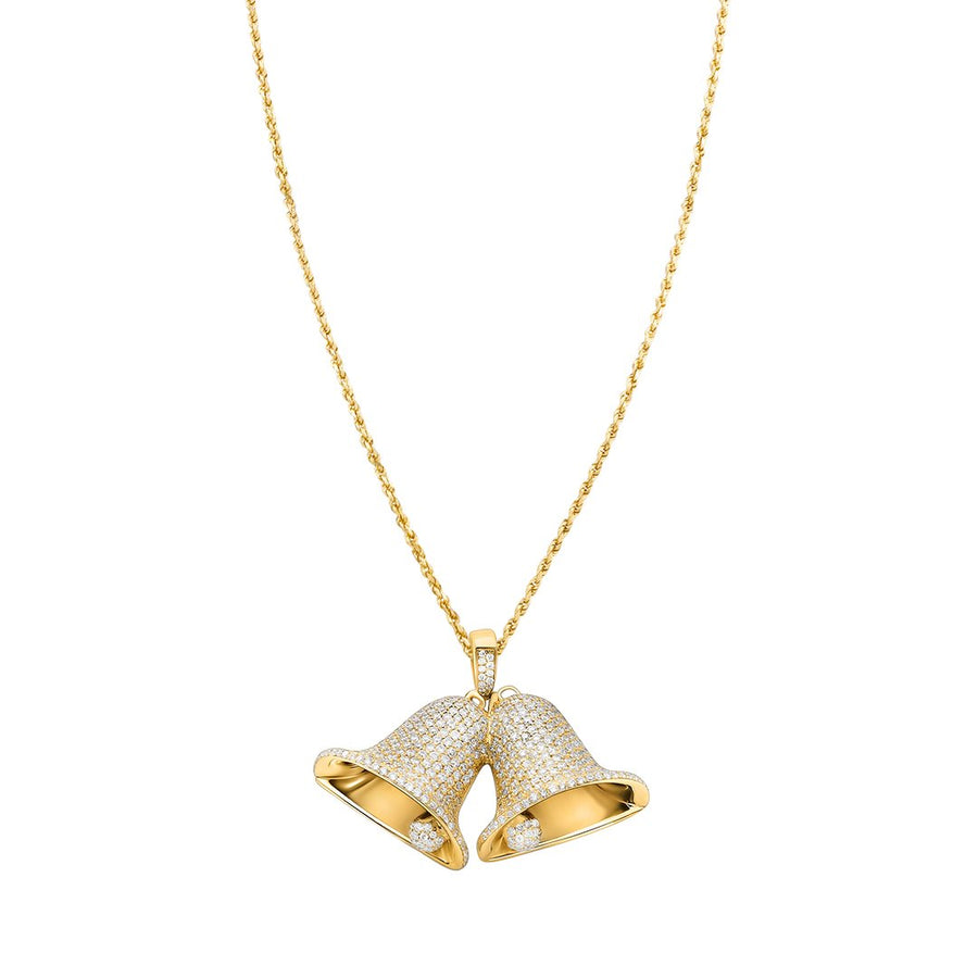 yellow DIAMOND DOUBLE BELL PENDANT IN 14K YELLOW GOLD 11 CTW