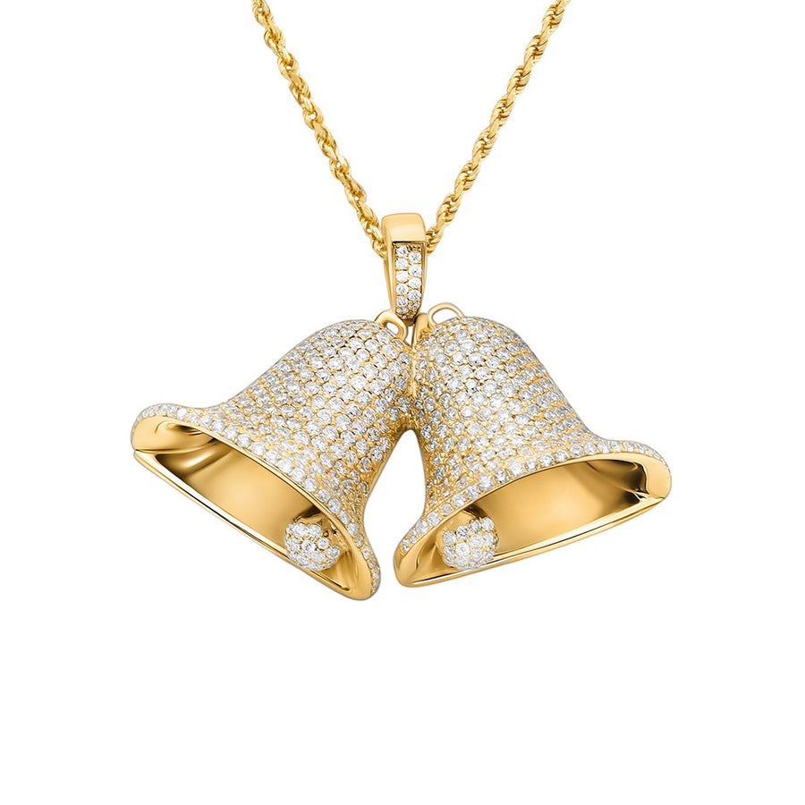 yellow DIAMOND DOUBLE BELL PENDANT IN 14K YELLOW GOLD 11 CTW