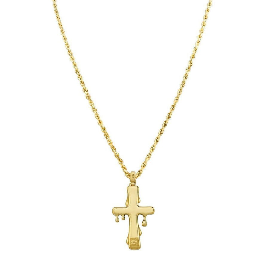 Yellow Diamond Drip Cross Pendant in 10k White Gold 0.73 Ctw