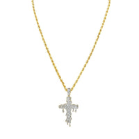 Thumbnail for Yellow Diamond Drip Cross Pendant in 10k Yellow Gold 0.15 Ctw